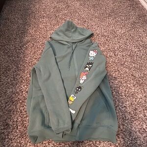 Green Character Print Girls Zip Up